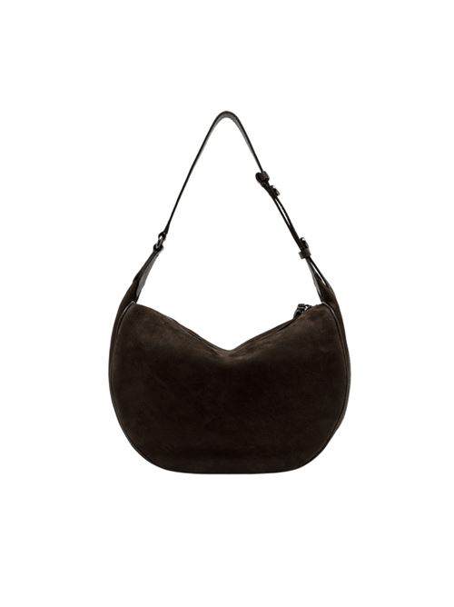 Borsa da donna in pelle nabuk, a spalla con il manico regolabile, colore espresso GIANNI CHIARINI | 11756NBKTKL2107